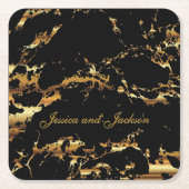 Zwart en gouden marmer kartonnen onderzetters (Voorkant)