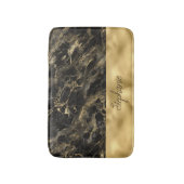 Zwart en Gouden Marmer Monogram Badmat (Voorkant Verticaal)
