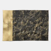 Zwart en Gouden Marmer Monogram Theedoek (Horizontaal)