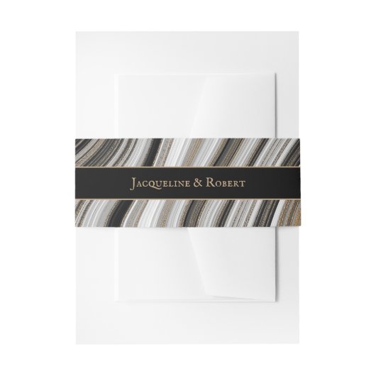 Zwart en gouden marmer uitnodigingen wikkel (Voorkant Voorbeeld)