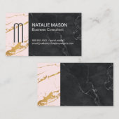 Zwart en gouden marmer visitekaartje (Voorkant / Achterkant)