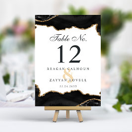 Zwart en gouden marmeren agaat moderne elegante tr kaart