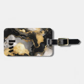 Zwart en Gouden Marmeren Douanetekst Bagagelabel (Voorkant horizontaal)