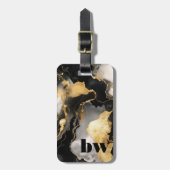 Zwart en Gouden Marmeren Douanetekst Bagagelabel (Voorkant verticaal)
