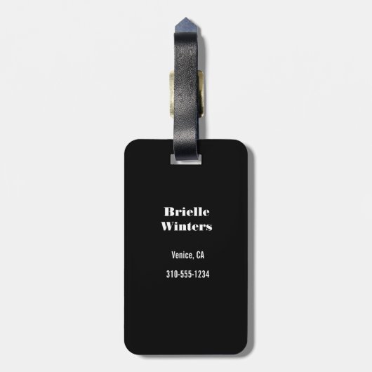 Zwart en Gouden Marmeren Douanetekst Bagagelabel (Achterkant verticaal)