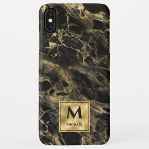 Zwart en gouden marmeren monogram elegante luxe Case-Mate iPhone case