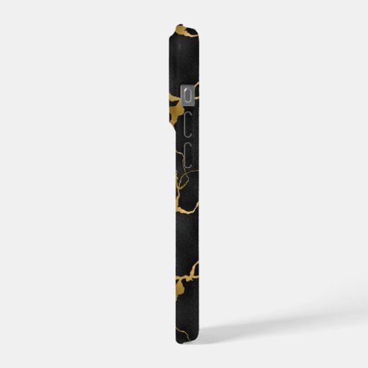Zwart en gouden marmeren patroon iPhone hoesje (Linkerkant)