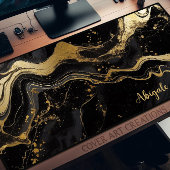 Zwart en gouden marmeren textuur gepersonaliseerd bureaumat