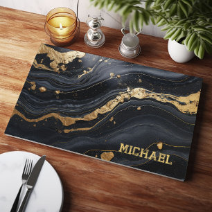 Zwart en gouden marmeren textuur gepersonaliseerd snijplank