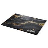 Zwart en gouden marmeren textuur gepersonaliseerd snijplank (Hoek)