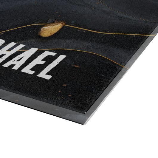 Zwart en gouden marmeren textuur gepersonaliseerd snijplank (Hoek)