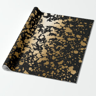 Zwart en Gouden Metaalborstel Cadeaupapier