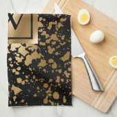 Zwart en Gouden Metaalborstel Theedoek (Quarter Fold)