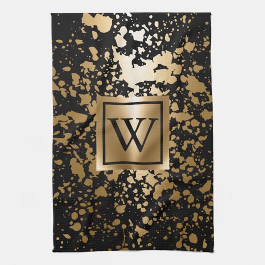 Zwart en Gouden Metaalborstel Theedoek (Verticaal)