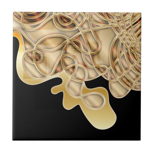 Zwart en gouden metalen luxe glam Abstract Tegeltje (Voorkant)