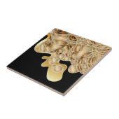 Zwart en gouden metalen luxe glam Abstract Tegeltje (Zijkant)