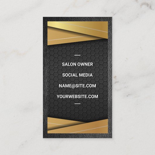 Zwart en gouden metalen | Salon Scissors Visitekaartje (Achterkant)