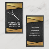 Zwart en gouden metalen | Salon Scissors Visitekaartje (Voorkant / Achterkant)