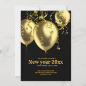 Zwart en Gouden Modern Nieuwjaar Kaart (Voorkant)