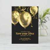 Zwart en Gouden Modern Nieuwjaar Kaart (Staand voorkant)