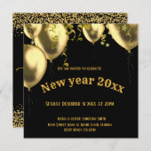 Zwart en Gouden Modern Nieuwjaar vierkant Kaart (Voorkant / Achterkant)