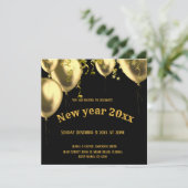 Zwart en Gouden Modern Nieuwjaar vierkant Kaart (Staand voorkant)