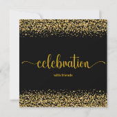 Zwart en Gouden Modern Nieuwjaar vierkant Kaart (Achterkant)