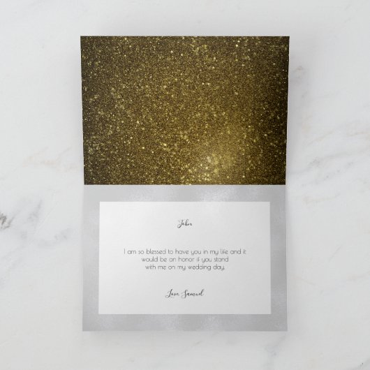 Zwart en gouden moderne bruiloft kaart (Binnen)