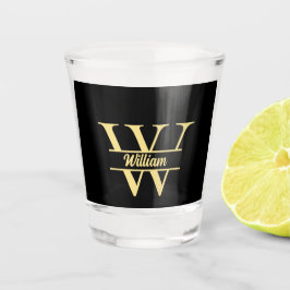 Zwart en gouden monogram | Elegant initiaal schrif Shot Glas