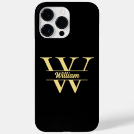 Zwart en gouden monogram | Elegant initiaal script Case-Mate iPhone 14 Pro Max Hoesje