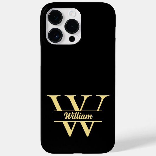 Zwart en gouden monogram | Elegant initiaal script Case-Mate iPhone Case (Achterkant)