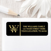 Zwart en gouden monogram | Elegant initiaal script Etiket (Insitu)