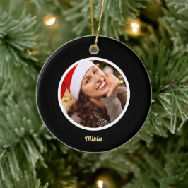 Zwart en gouden monogram | Elegante initiële FOTO Keramisch Ornament