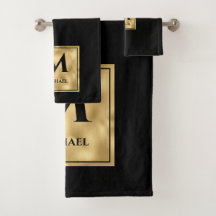 Zwart en gouden monogram elegante luxe