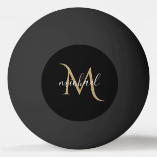 Zwart en gouden monogram elegante luxe   pingpongbal