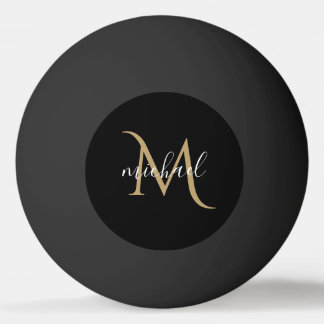 Zwart en gouden monogram elegante luxe pingpongbal