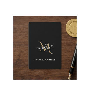 Zwart en gouden monogram elegante luxe    pokerkaarten