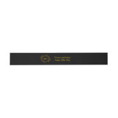Zwart en gouden monogram embleem uitnodigingen wikkel (Vlak)