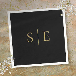 Zwart en gouden monogram minimalistisch servet