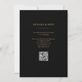Zwart en gouden monogram QR-code bruiloft Kaart (Achterkant)