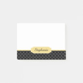 Zwart en Gouden Monogram Quatrefoil Post-it® Notes (Voorkant)