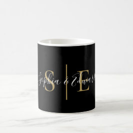 Zwart En Gouden Monogram Script Naam Koffiemok