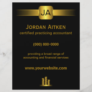 Zwart en Gouden Munten 8.5"x 11"Accountant Flyers