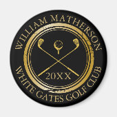 Zwart en Gouden Naam En Clubnaam Datum Magneet (Voorkant)