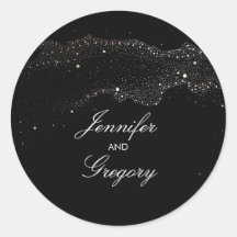 Zwart en Gouden Nacht Sterren Moderne Huwelijk