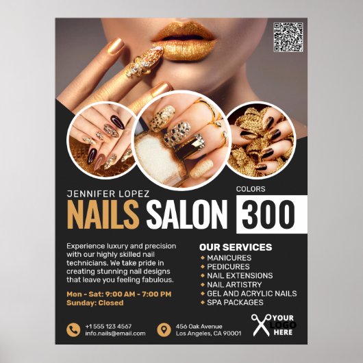 Zwart en Gouden Nagelsalon, Make-upkunstenaar Poster (Voorkant)