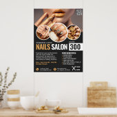 Zwart en Gouden Nagelsalon, Make-upkunstenaar Poster (Keuken)