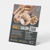 Zwart en Gouden Nagelsalon, Schoonheidssalon Reclamebord Met Voetstuk (Voorkant)