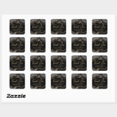 Zwart en gouden namaak glitters agaat bruiloft vierkante sticker (Vel)
