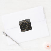 Zwart en gouden namaak glitters agaat bruiloft vierkante sticker (Envelop)